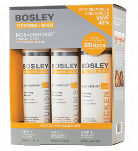 Bosley | Система желтая для нормальных/тонких окрашенных волос (шампунь, кондиционер, уход)