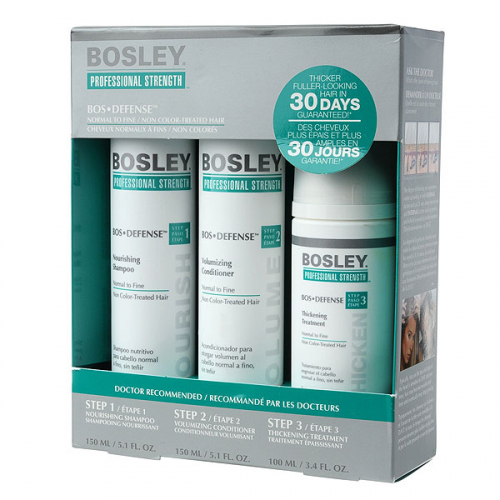 Bosley | Система зеленая для нормальных/тонких неокрашенных волос (шампунь, кондиционер, уход)